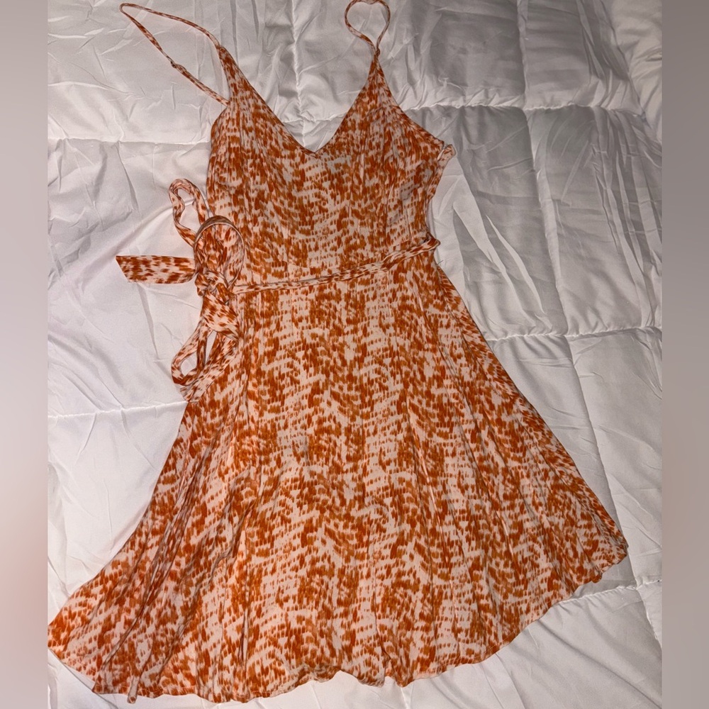 Forever 21 Asymmetrical Orange Pattern Dress